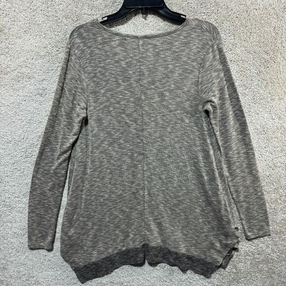 Soft Surroundings Tunic Top Women's Medium Gray V-Neck Sharkbite Hem Long Sleeve - Picture 9 of 9